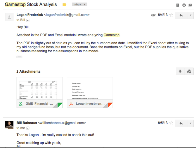 Email Evidence with Bill Babeaux for Gamestop